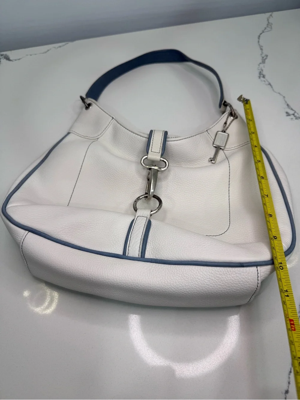 Vintage Fossil White Leather Hobo Shoulder Bag Y2K
